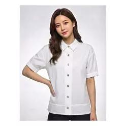 올포유 여성 밑단스트링 자켓형 카라 반팔 블라우스 ALBLN5126-100