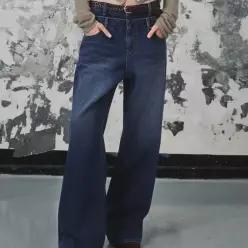 MWENP8D13MI 무신사 스탠다드 우먼 더블 웨이스트 와이드 데님 팬츠 미디엄 인