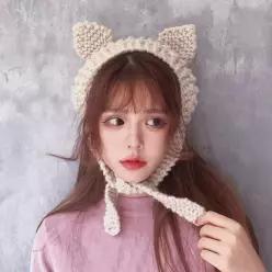 [라일리] Rly 여성 니트귀도리 고양이귀 겨울 방한 귀마개