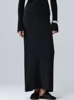UMARMUNG Baby alpaca maxi skirt_Black 1494589