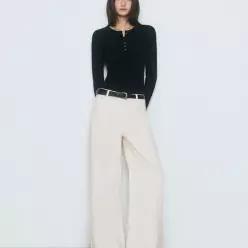MWDNP0Z08CR 무신사 스탠다드 우먼 와이드 트라페즈 데님 팬츠 크림 4228710