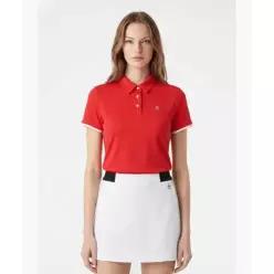 먼싱웨어 MUNSINGWEAR 여성 잔골지 카라 티셔츠 레드 MR122LTS31 6026256 _RRED