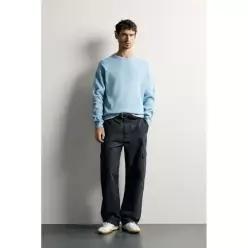ZARA TEXTURE 텍스쳐D 텍스쳐드 COTTON 온 코튼 JUMPER - Sky 스카이 BLUE 블루 3332/302/403