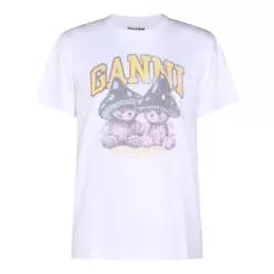 [S27]가니 A1050311151 여성 티셔츠 긴팔 반팔티 피케셔츠 폴로티 로고 WHITE COTTON