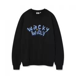 와키윌리 WACKY WILLY 타이포 그래픽 원포인트 맨투맨 블랙 WA2501CR16BK 216530