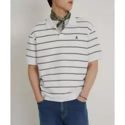빈폴 멘 칼라넥 스트라이프 미니와플 반소매 티셔츠 라이트 그린 BC6342C35L