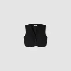 산드로 짧은 조끼 상의 Schwarz SFPTO00871