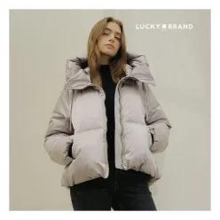 럭키브랜드 핑크 한정최초가 159000원 하이넥 헝가리 후드 구스 111329