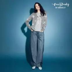 [X쥬시쥬디] (26SS) 커브드 블록 데님 팬츠(밴딩X)(+비즈참키링)