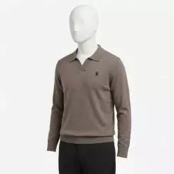 [U.S. POLO ASSN.] 남성 긴팔 카라 니트 (멜란지 모카)_MP26-KT102