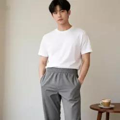 [라일리의류] Rly 남성 슬랙스 밴딩 코튼 팬츠 고무줄 통바지 데일