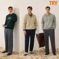 TRY 남성 기모 파자마 3종