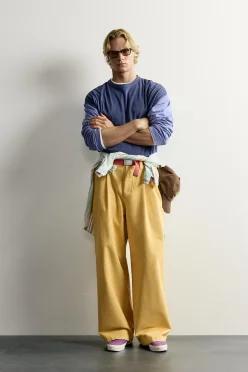 [매장정품] ZARA FRUIT OF THE LOOM 플리츠 치노 팬츠 - 머스터드 4644/361/305 4644/361