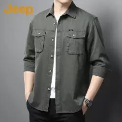JEEP 남성 순면 긴팔 봄가을 캐주얼 남방 셔츠