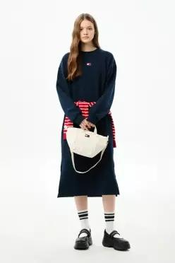 백화점 타미진스 여성 배지 스웨트 미디 드레스 T32G7WOP40TWT2