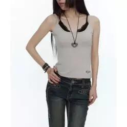 매장정품 ROUGHNECK Lace Layered Sleeveless Ash Lavender