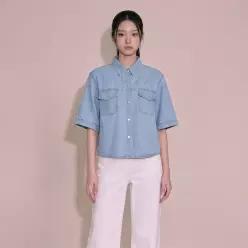 백화점 라인어디션 포켓 데님 블라우스NVJBLQF99