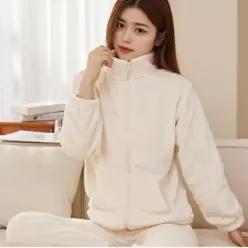 [하프클럽/]겨울 두꺼운 극세사 수면 잠옷 세트 여성 밍크 파자마 홈웨어