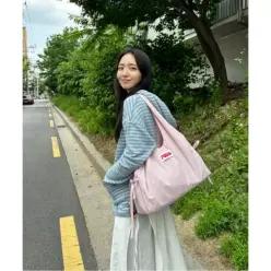 LOVERAVELIVE 럽레리 4 포켓 리본 숄더 보부백 베이비 핑크