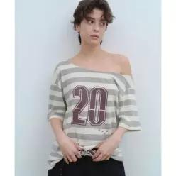 [매장정품] 밀로 MILLO WOMEN 오프숄더 스트라이프 티셔츠 [멜란지 그레이] MW185MGR 2167589