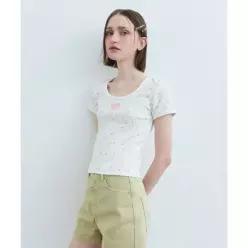 마리떼 프랑소와 저버 MARITH  + FRAN OIS GIRBAUD W FLOWER SHORT S리 LEEVE TEE white 290845