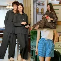 [FW아울렛] 메종라운지 피치기모 여성 남성 홈웨어 커플 잠옷 9부 라운지웨어