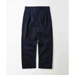 OUTSTANDING HIGH DENSITY COTTON DOUBLE PLEATED PANTS_NAVY