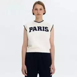[하프클럽/벤시몽]PARIS LOGO VEST - IVORY