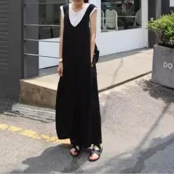 [RGML5SQU]여자 루즈핏 편한 점프수트 브이넥 민소매