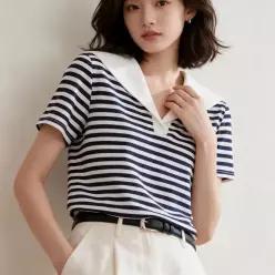 [하프클럽/]스트라이프 반팔 티셔츠 카라 여름 상의 데일리 등교룩