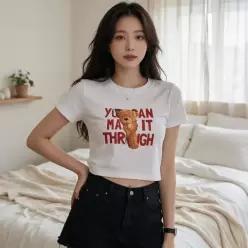 [하프클럽/]곰돌이 영문 크롭 반팔티 여름 데일리룩 여행 나들이 커플룩 곰