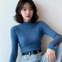 [하프클럽/]슬림핏 골지 미드넥 긴팔티 봄 가을 데일리 이너웨어 상의 티셔