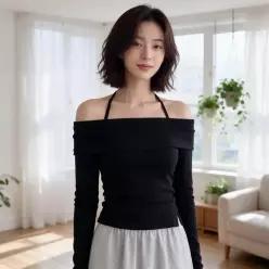 [하프클럽/]긴팔티 오프숄더 홀터넥 상의 여성 데일리룩 하객룩 나들이룩