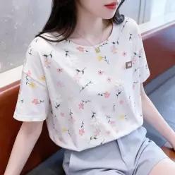[하프클럽/]플라워 티셔츠 반팔 꽃무늬 나들이룩 데이트룩 봄 여름 옷 핑크