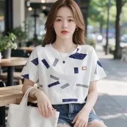 [하프클럽/]꽃무늬 패턴 반팔 티셔츠 여름 데일리 상의 남녀공용 봄가을 이