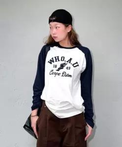 후아유 WHOAU Campus Raglan Long Sleeve T-shirt WHLAG 82 U