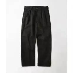 OUTSTANDING HIGH DENSITY COTTON DOUBLE PLEATED PANTS_BLACK