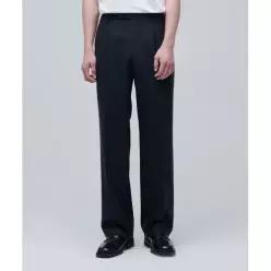 무신사 스탠다드 MUSINSA STANDARD 울 블렌드 와이드 히든 밴딩 슬랙스 [네이비]