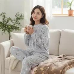 [하프클럽/]2개 세트 여성 파자마 따뜻한 홈웨어 수면바지 겨울 상하의 극세