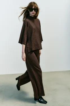 ZARA 베이직 피케 팬츠 - 다크 브라운 5067/165/716