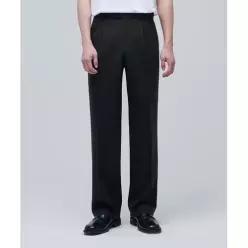 무신사 스탠다드 MUSINSA STANDARD 울 블렌드 와이드 히든 밴딩 슬랙스 [블랙] 239