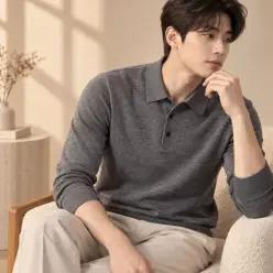 [하프클럽/]니트 겨울 카라단추티 울니트 세미캐주얼 스웨터 3컬러 남성