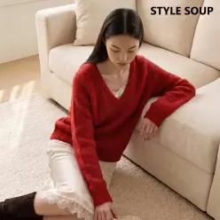 브이넥 루즈핏 니트 (SCBLKE1) (택가격: 69000원)