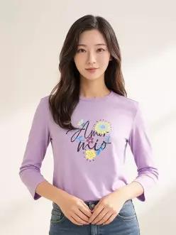 소프트 터치 원포인트 7부 티셔츠_CLESTS903 469128 크로커다일 레이디