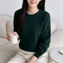 [하프클럽/]울 니트 라운드넥 데일리 상의 가을 겨울 니트티 니트웨어 출근