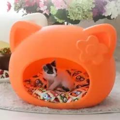 강아지하우스 애견 (오렌지) 강아지집 레드퍼피 펫하우스 하우스 캣피 (방석포함)