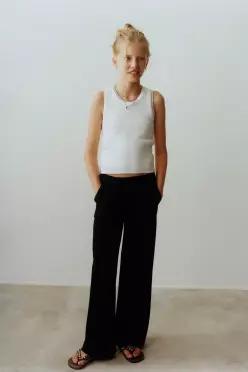 [국내매장] ZARA 여아 와이드 레그 파자마 팬츠 - 블랙 2236/605/800 556248