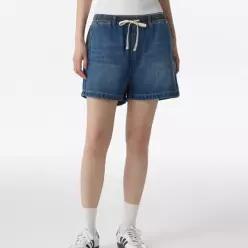 MWENH5Z14MI 무신사 스탠다드 우먼 드로스트링 밴딩 데님 쇼츠 미디엄 인디고