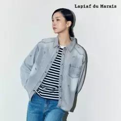 라삐아프 26SS 마린자수 데님 아우터 셔츠