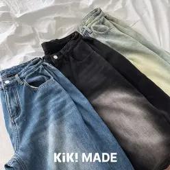 키키코 융기모폴딩핀턱와이드데님팬츠 초등 고학년 중학생 옆핀턱 겨울 청바지
